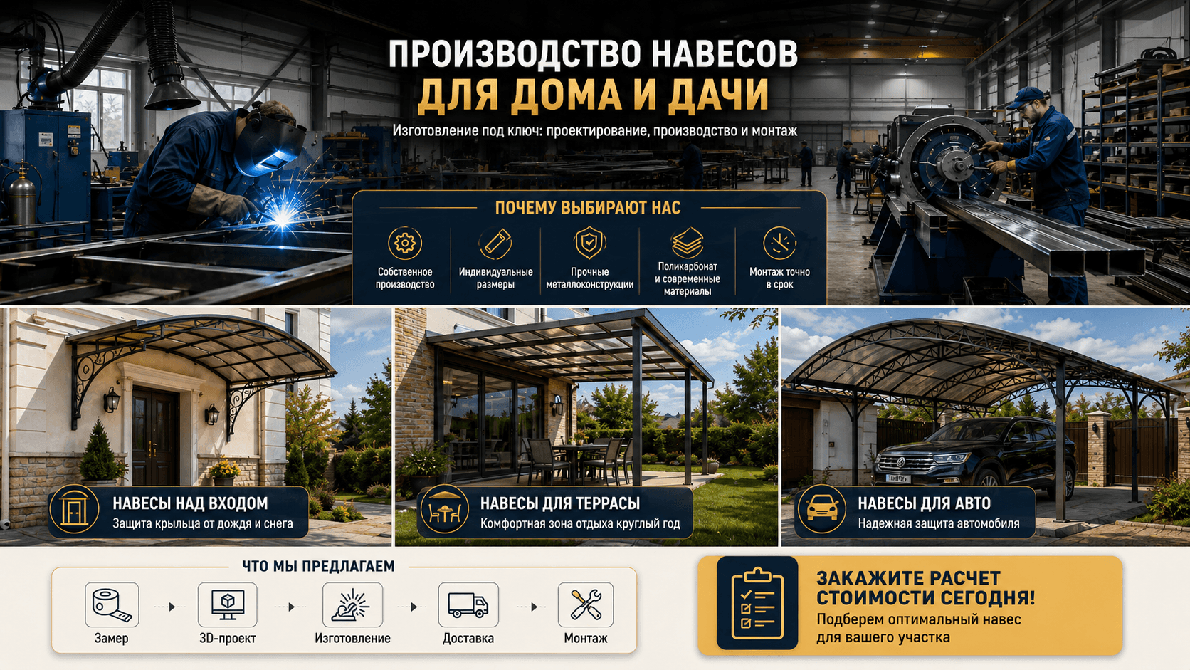 Производство навесов в Волгограде
